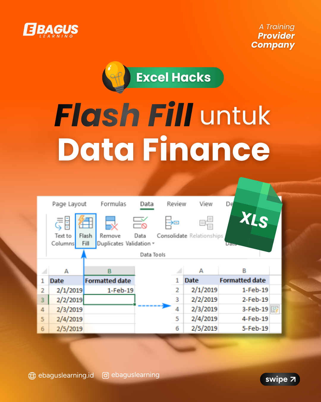 Flash Fill Excel untuk Data Finance_1 Tutorial Flash Fill Excel untuk memisahkan data transaksi finance menjadi kolom bank, invoice, dan nama perusahaan secara otomatis