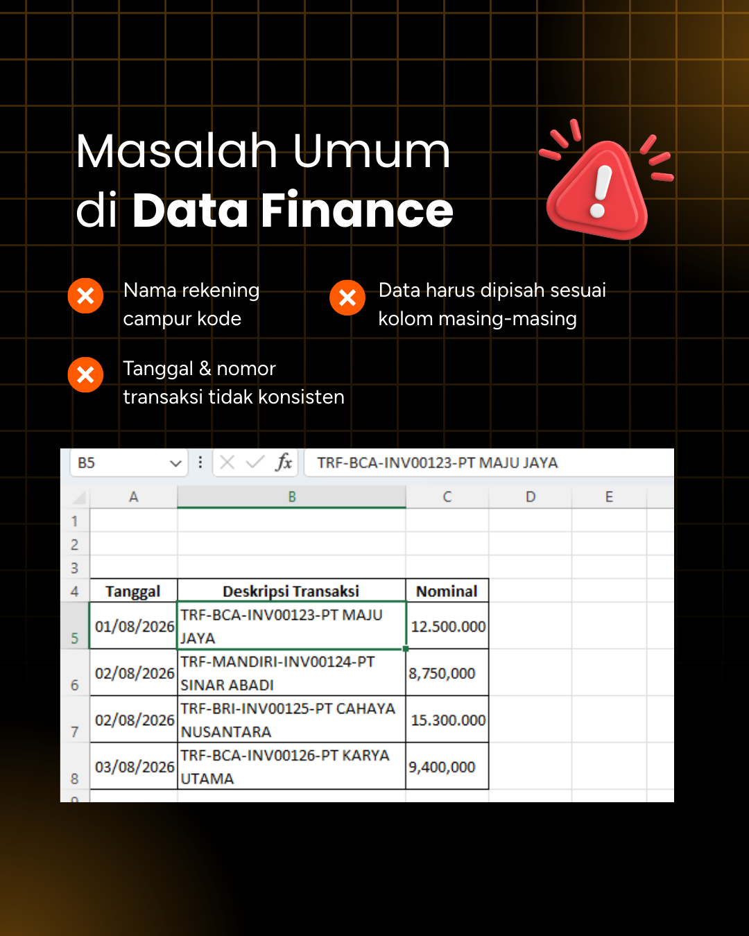 Flash Fill Excel untuk Data Finance_2 Flash Fill Excel untuk Data Finance_2