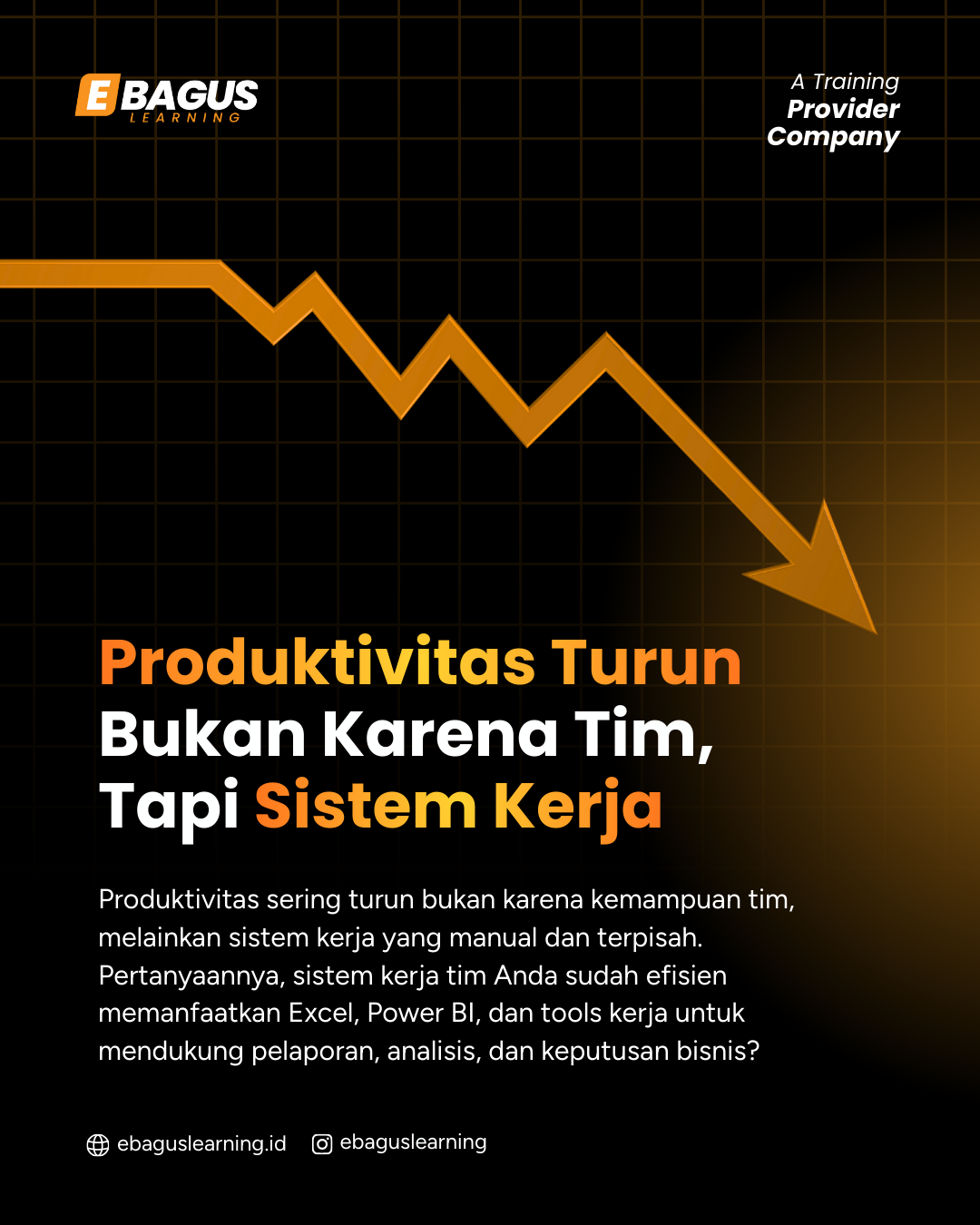 Ilustrasi produktivitas tim kerja yang menurun akibat sistem kerja manual serta pentingnya Excel dan Power BI untuk meningkatkan efisiensi bisnis.