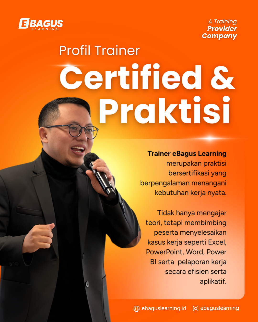 Trainer bersertifikasi dan praktisi eBagus Learning memberikan pelatihan Microsoft Excel, Word, PowerPoint, dan Power BI untuk perusahaan.