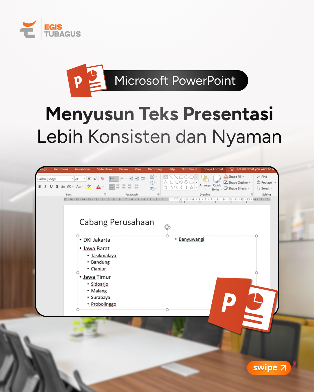 Pelatihan Microsoft PowerPoint_1 Pelatihan Microsoft PowerPoint tentang pengaturan teks dan fitur AutoFit untuk meningkatkan produktivitas kerja